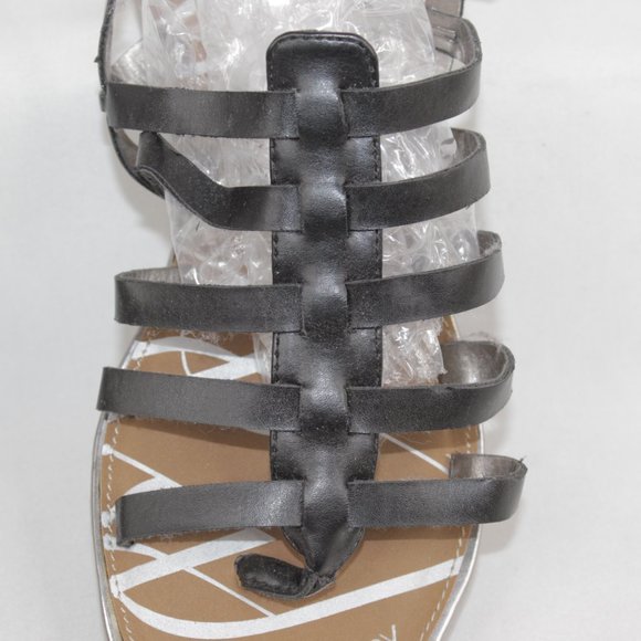 Sam Libby Black Strappy Adjustable Ankle Strap Flats Sandals Women's Size 8 - Picture 2 of 11